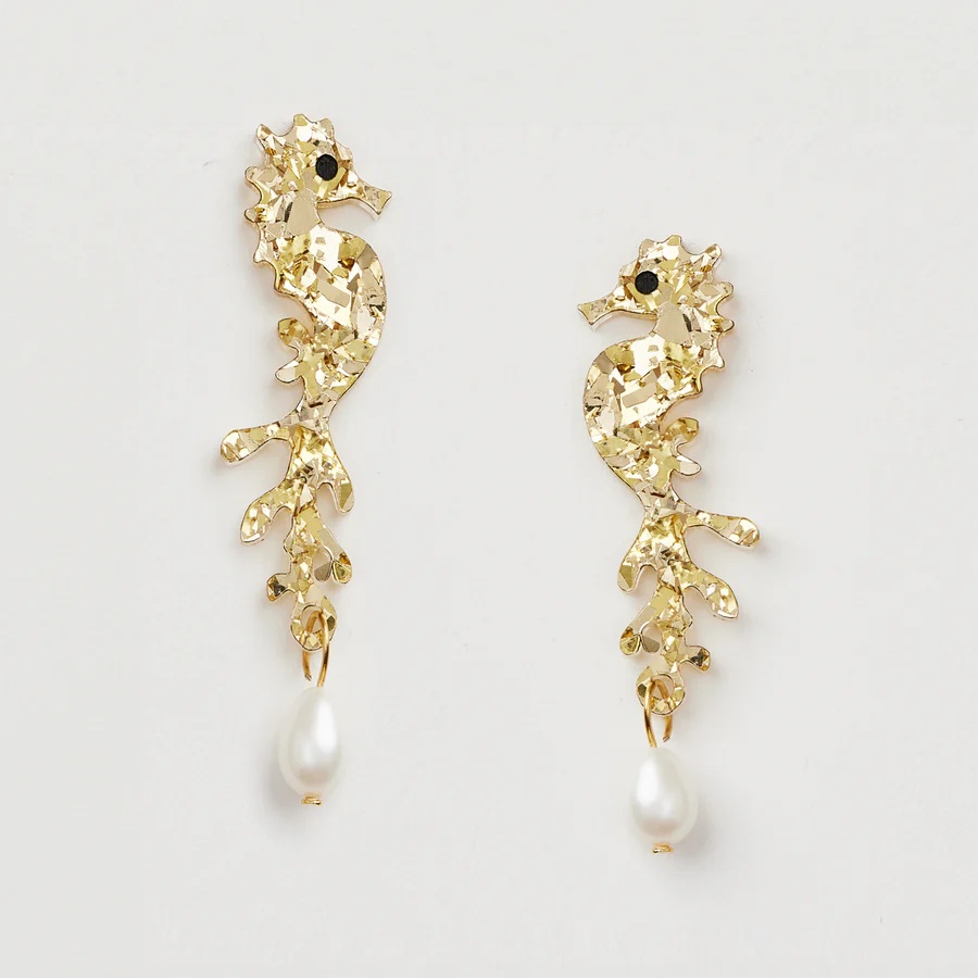 Martha Jean- SEA HORSE + PEARL – GOLD