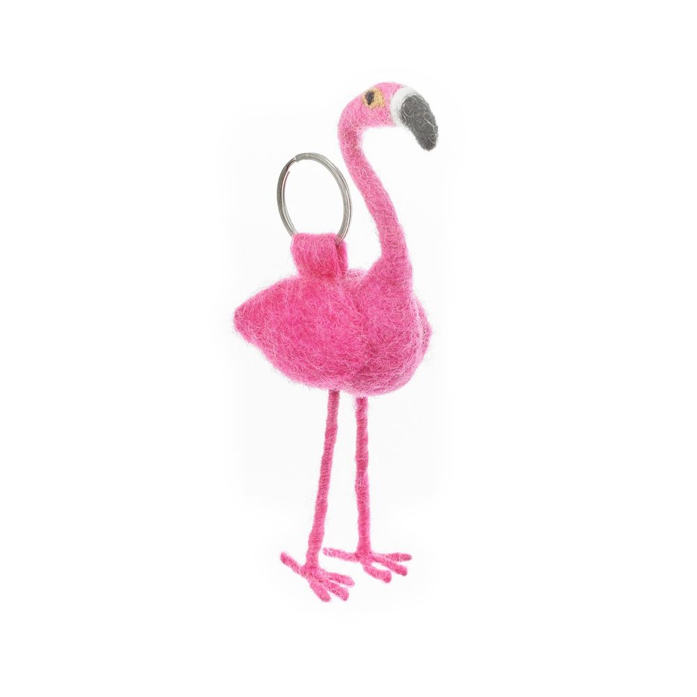Felt so good – Handmade Felt Fairtrade Flamingo Keyring Keyrings