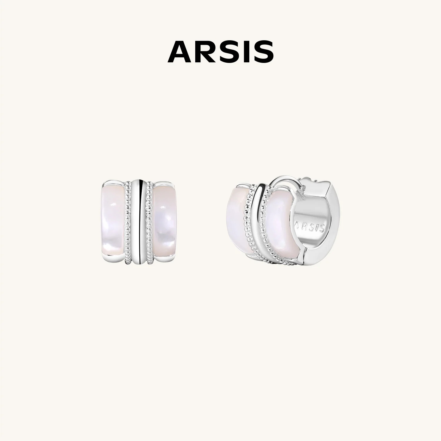 ARSIS- Reese Mother-of-Pearl Pavé Huggie Earrings