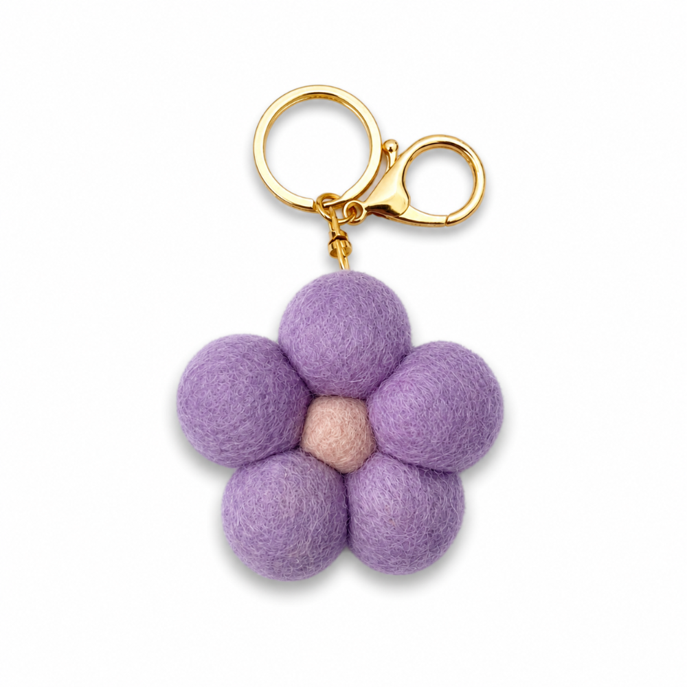 Home Dweller-Felt Flower Keychain – Lilac