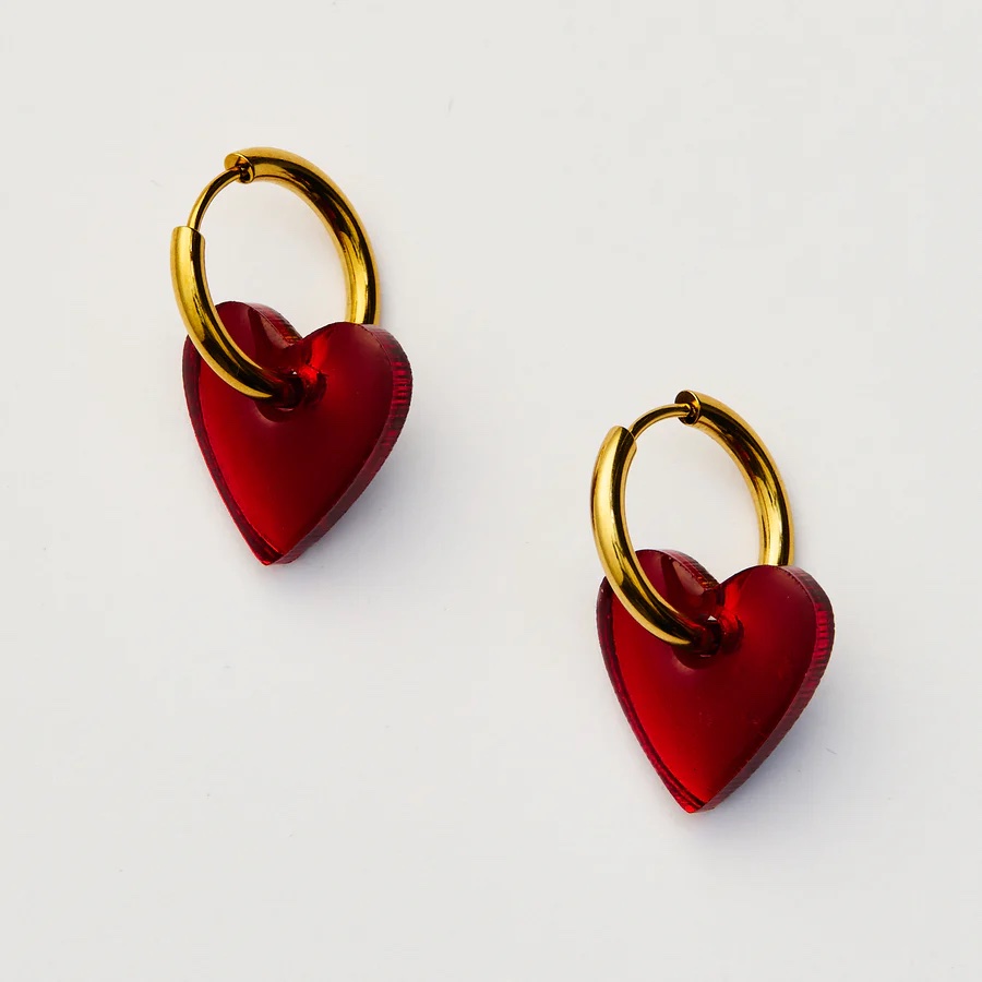 Martha Jean-MARTY HEART EARRINGS – RED