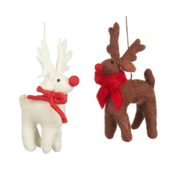 Handmade Felt Biodegradable Christmas Brown Rudolph Hanging Dec…