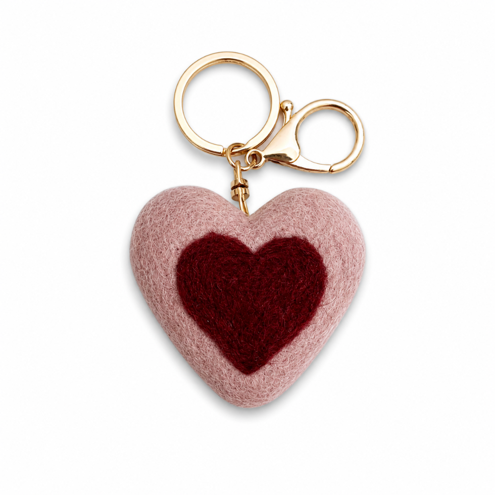 Home Dweller- Felt Heart Keychain – Pink