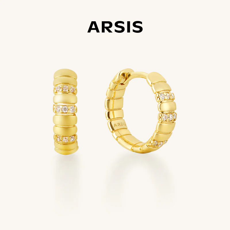 ARSIS – Mini Snake Chain Pattern Hoop Earrings (Gold)