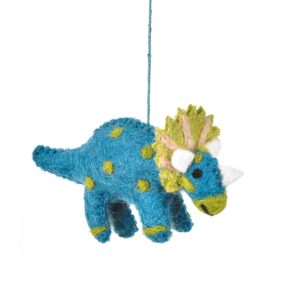 Handmade Felt Tessa Triceratops Hanging Dinosaur Decoration