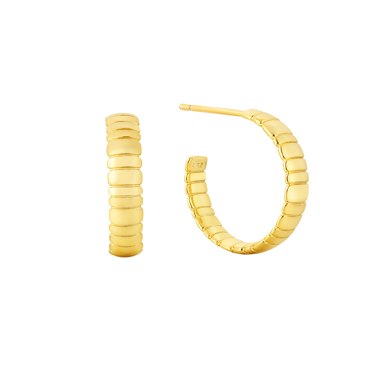 ARSIS – Pavé Snake Chain Thin Pattern Hoop Earrings (Gold)