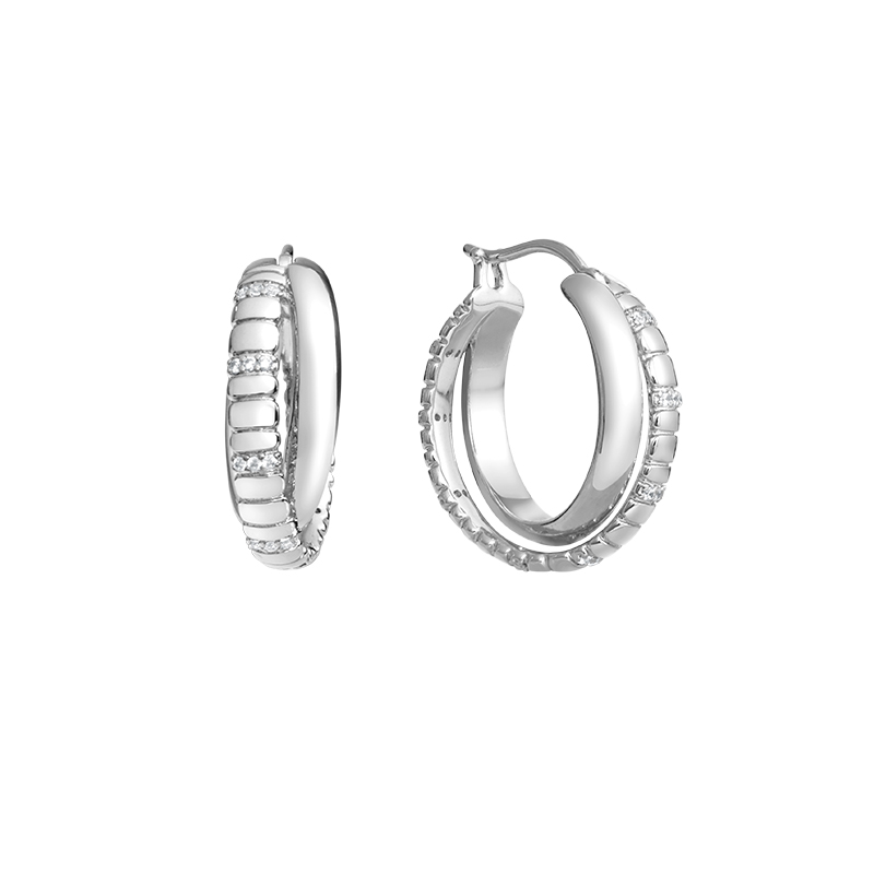ARSIS – Triple Row Hoop Earrings(Silver)