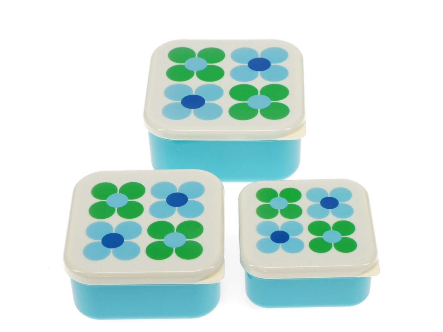 Rex London - Snack Boxes (Set of 3) - Blue And Green Daisy