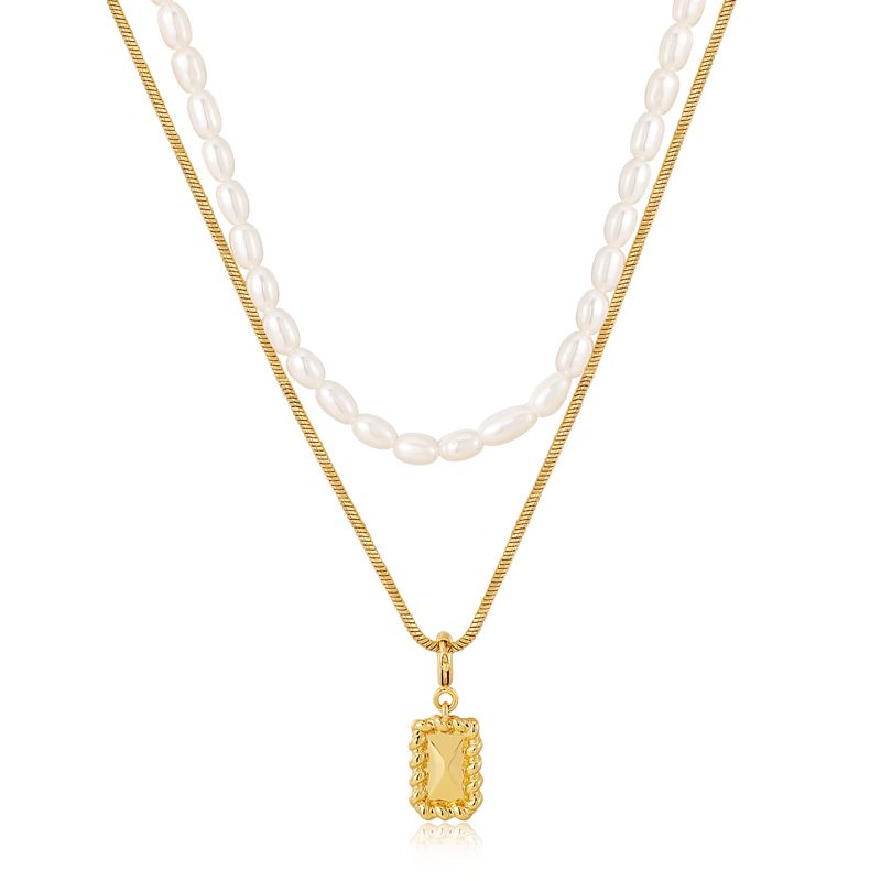 ARSIS – Mother of Pearl Sugar Cube Twin Necklace