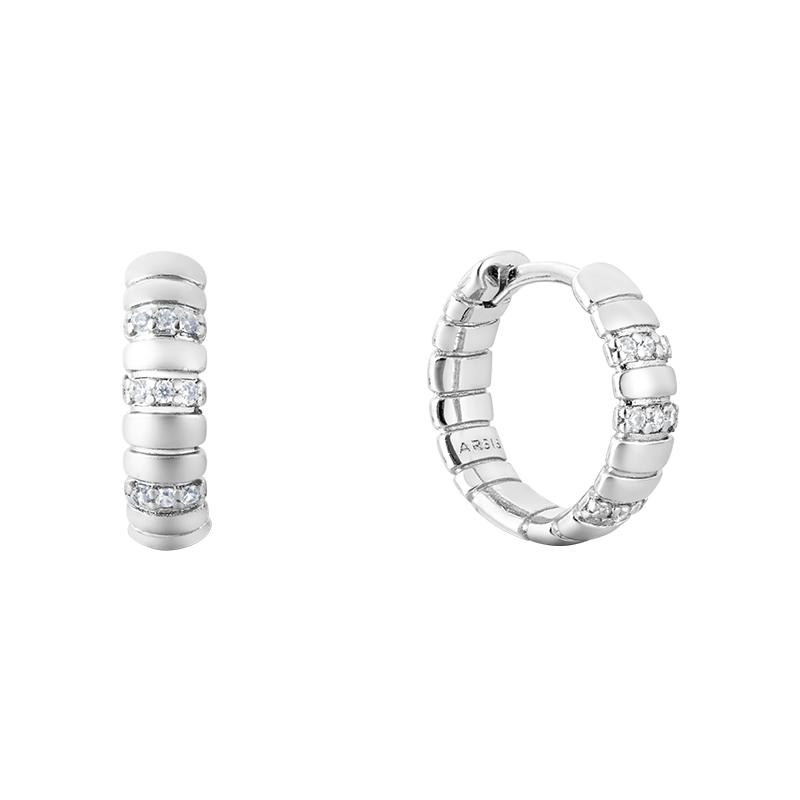 ARSIS – Mini Snake Chain Pattern Hoop Earrings (Silver)