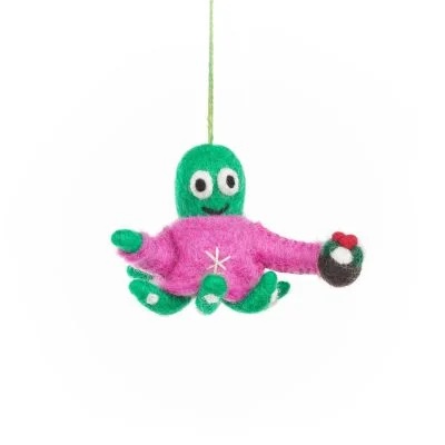 Handmade Felt Timmy Tentaclaus Hanging Christmas Octopus Decora…
