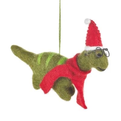 Handmade Felt Hanging Christmas Dinosaur with Specs Tree Decora…
