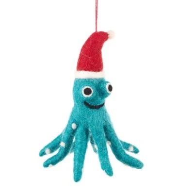 Handmade Felt Biodegradable Christmas Octopus Tree Hanging Deco…