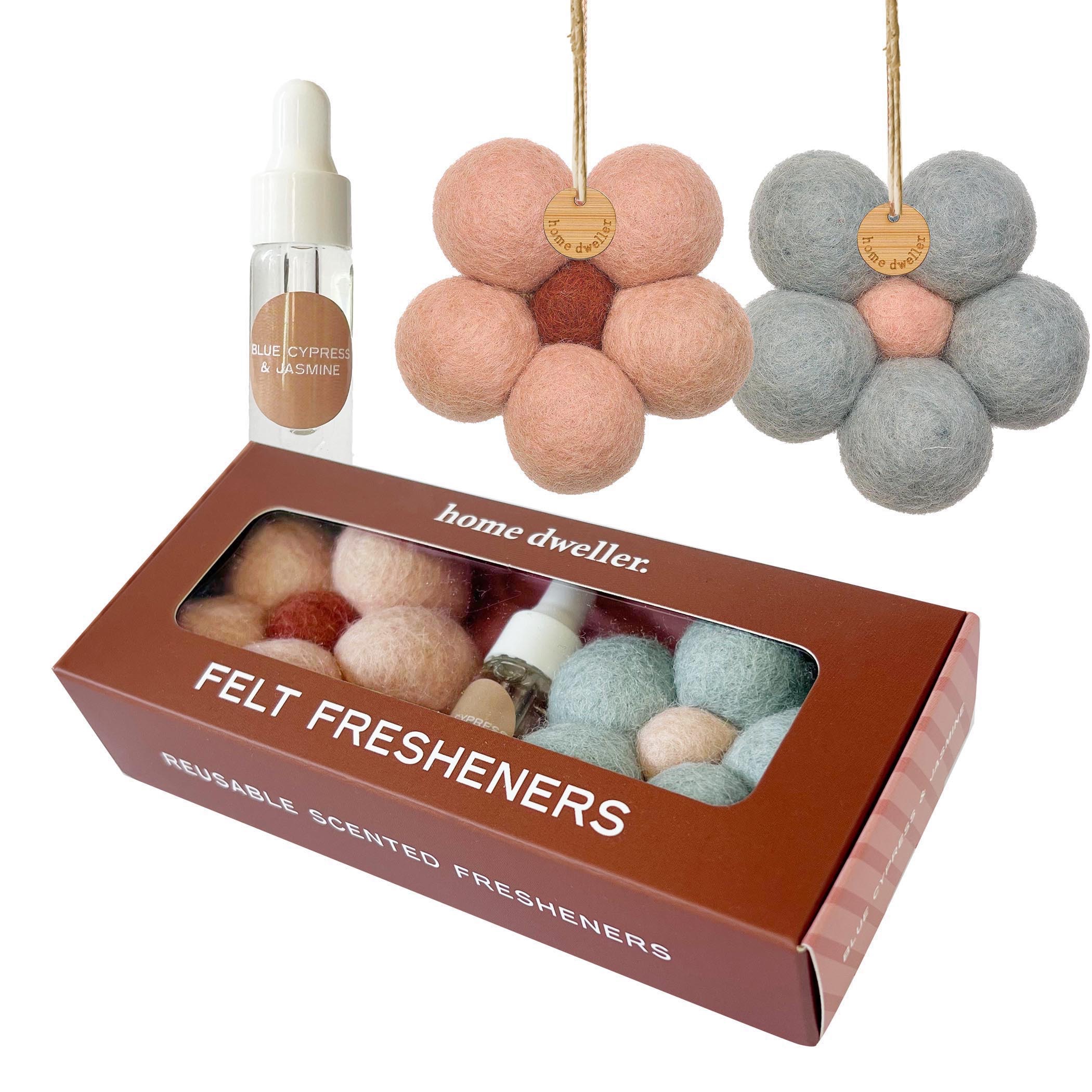 Home Dweller- Felt Fresheners – Blue Cypress & Jasmine