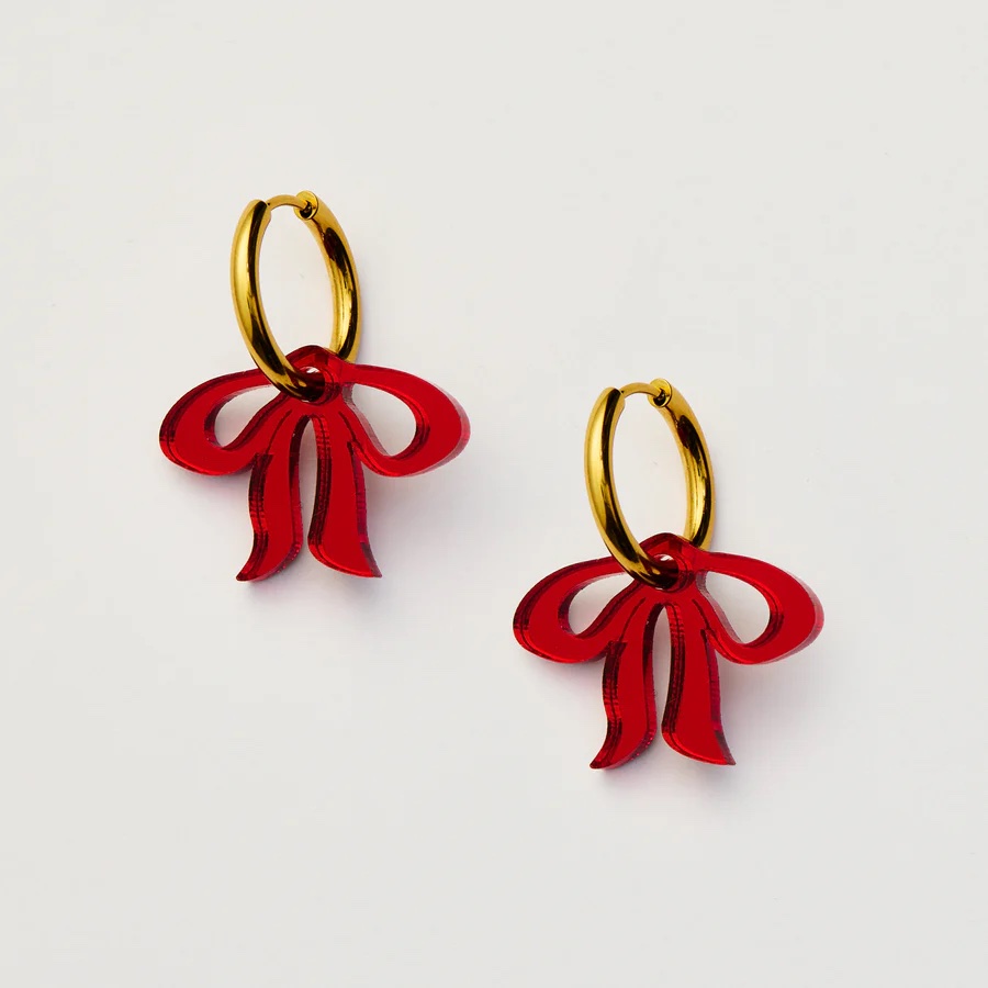 Martha Jean- FLOPPY BOW EARRINGS – RED