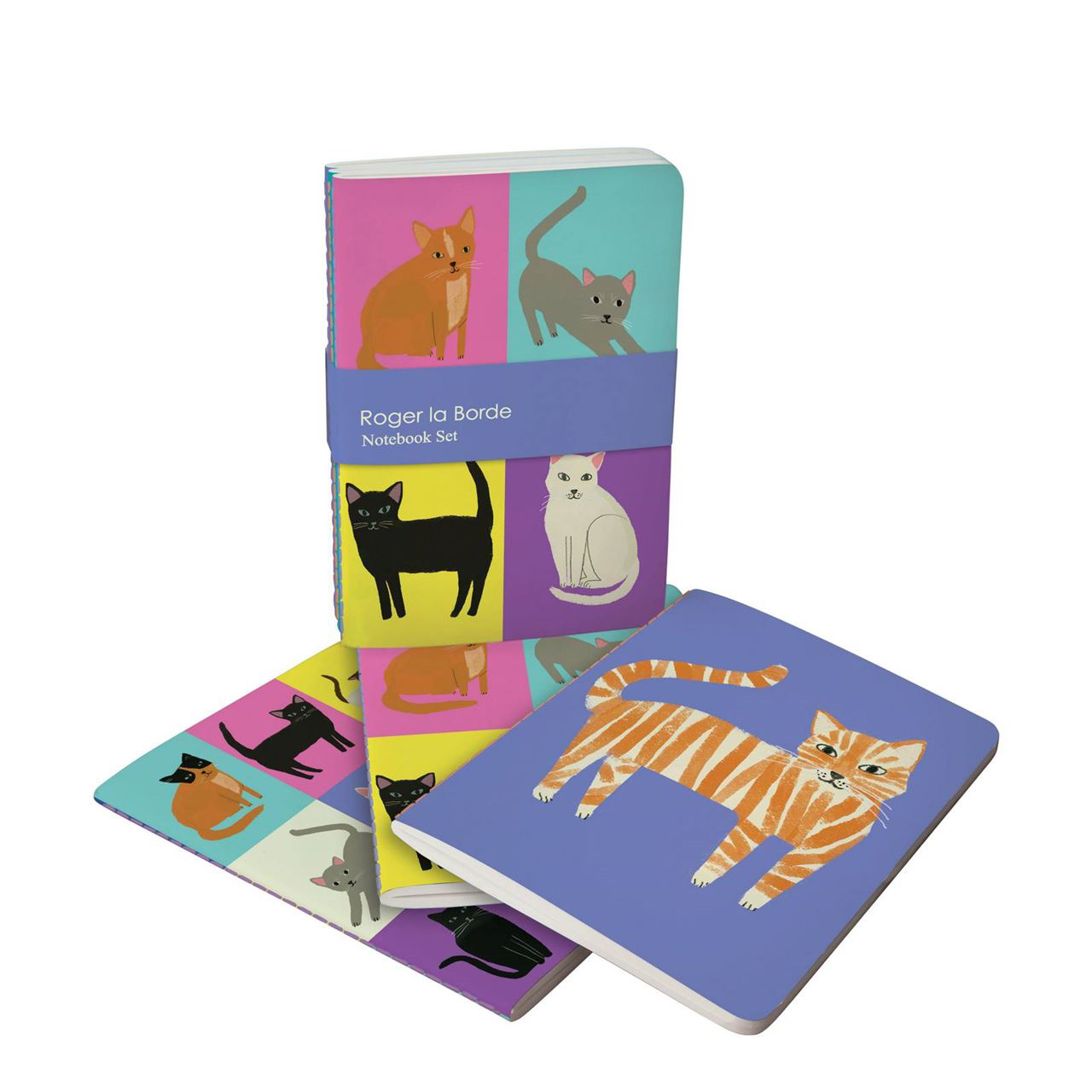Roger La Borde - Cat Etiquette Set of 3 A6 Notebook