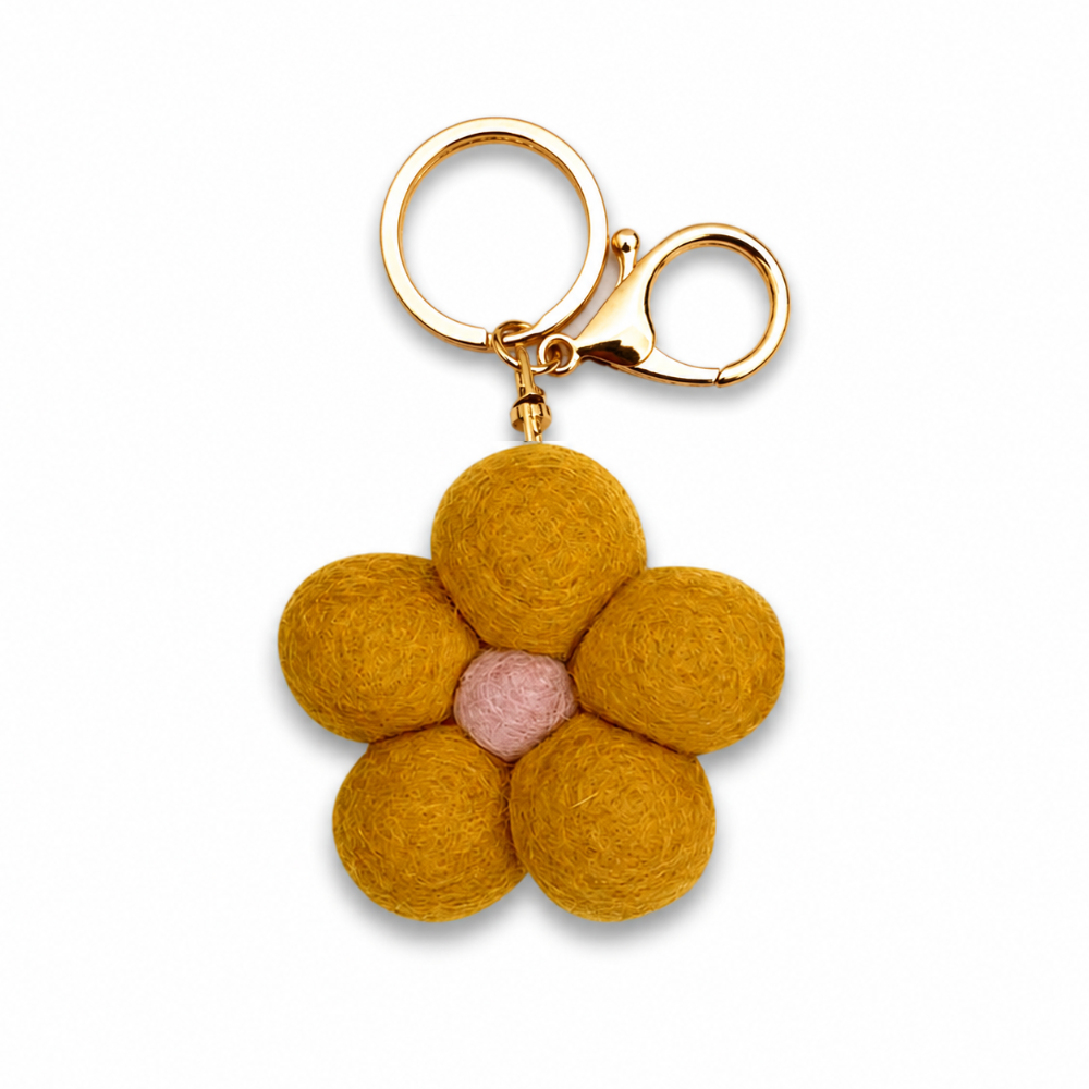 Home Dweller-Felt Flower Keychain – Yellow