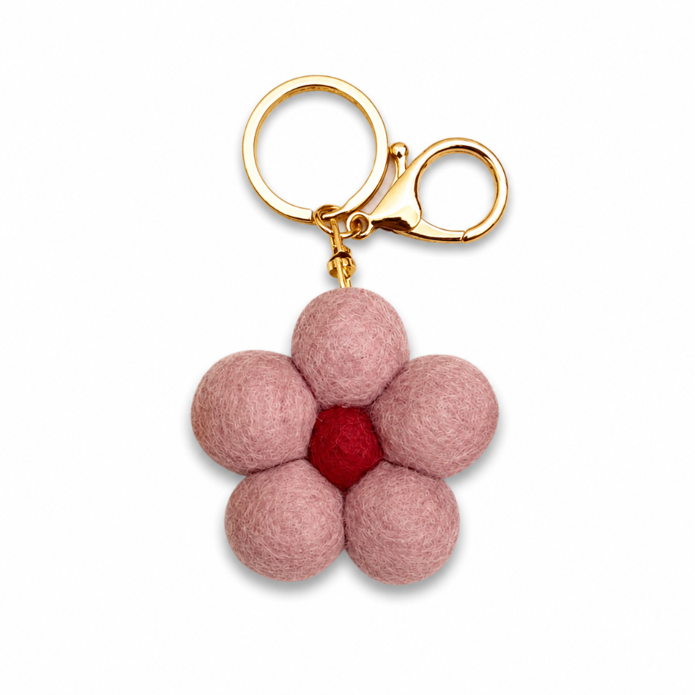 Home Dweller- Felt Flower Keychain – Pink
