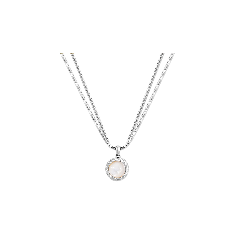 ARSIS – Mother of Pearl Moonlight Snake Chain Necklace (Silver)
