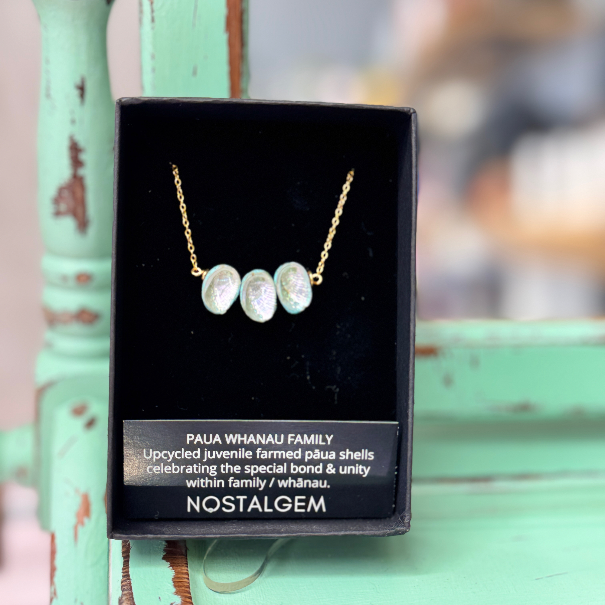 Nostalgem - Paua Shell Whānau Family Necklace - Gold Plate