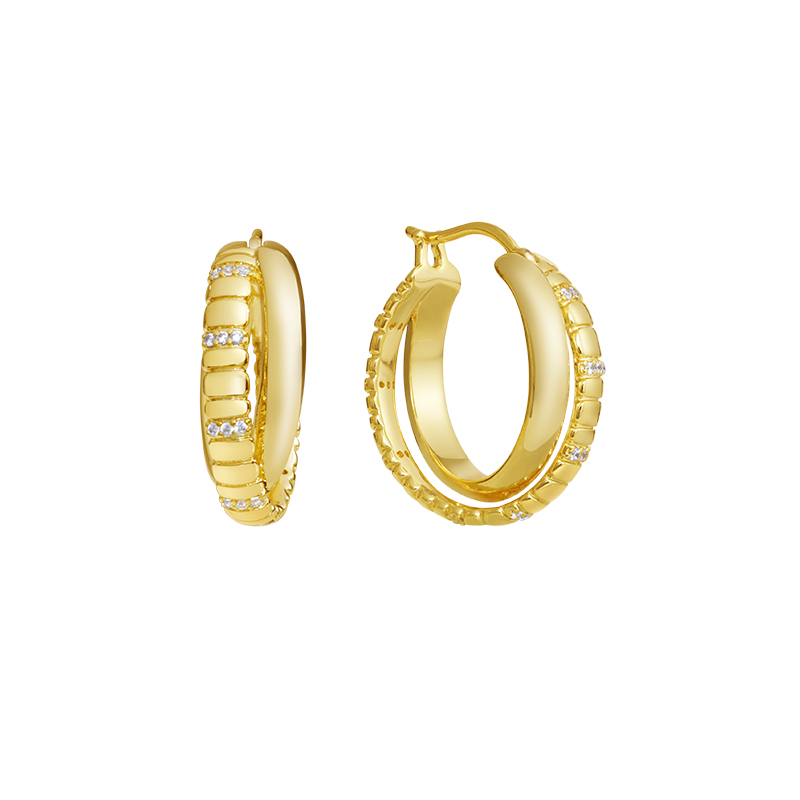 ARSIS – Triple Row Hoop Earrings(Gold)