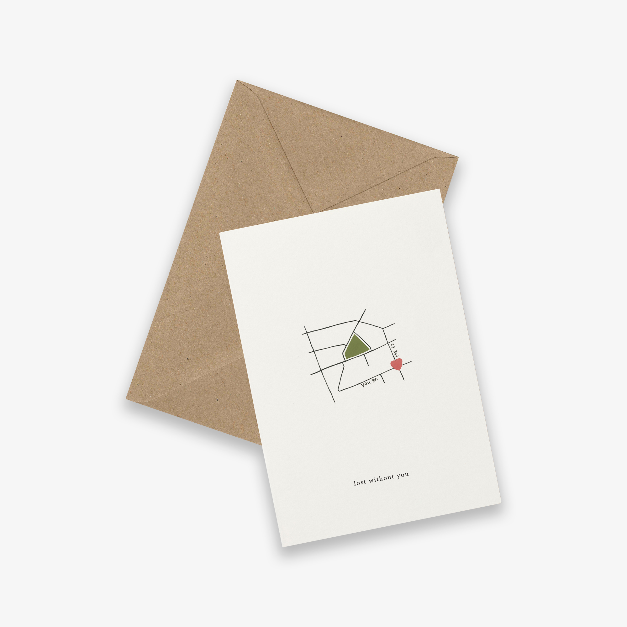 Kartotek Greeting Card – Love map (lost without you)