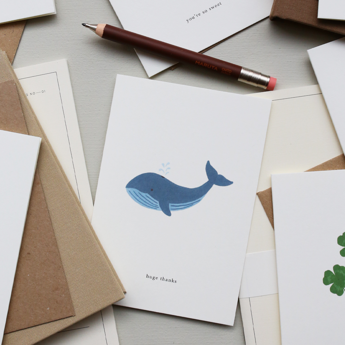 Kartotek Greeting Card – Whale (huge thanks)