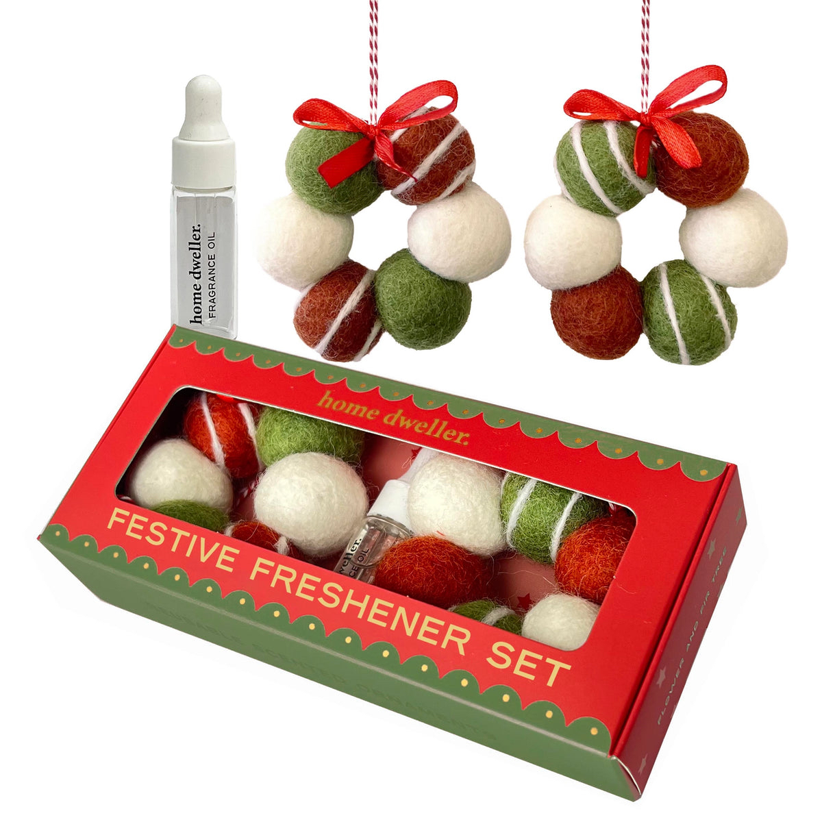 Home Dweller - Festive Felt Scented Ornaments (Stripes)