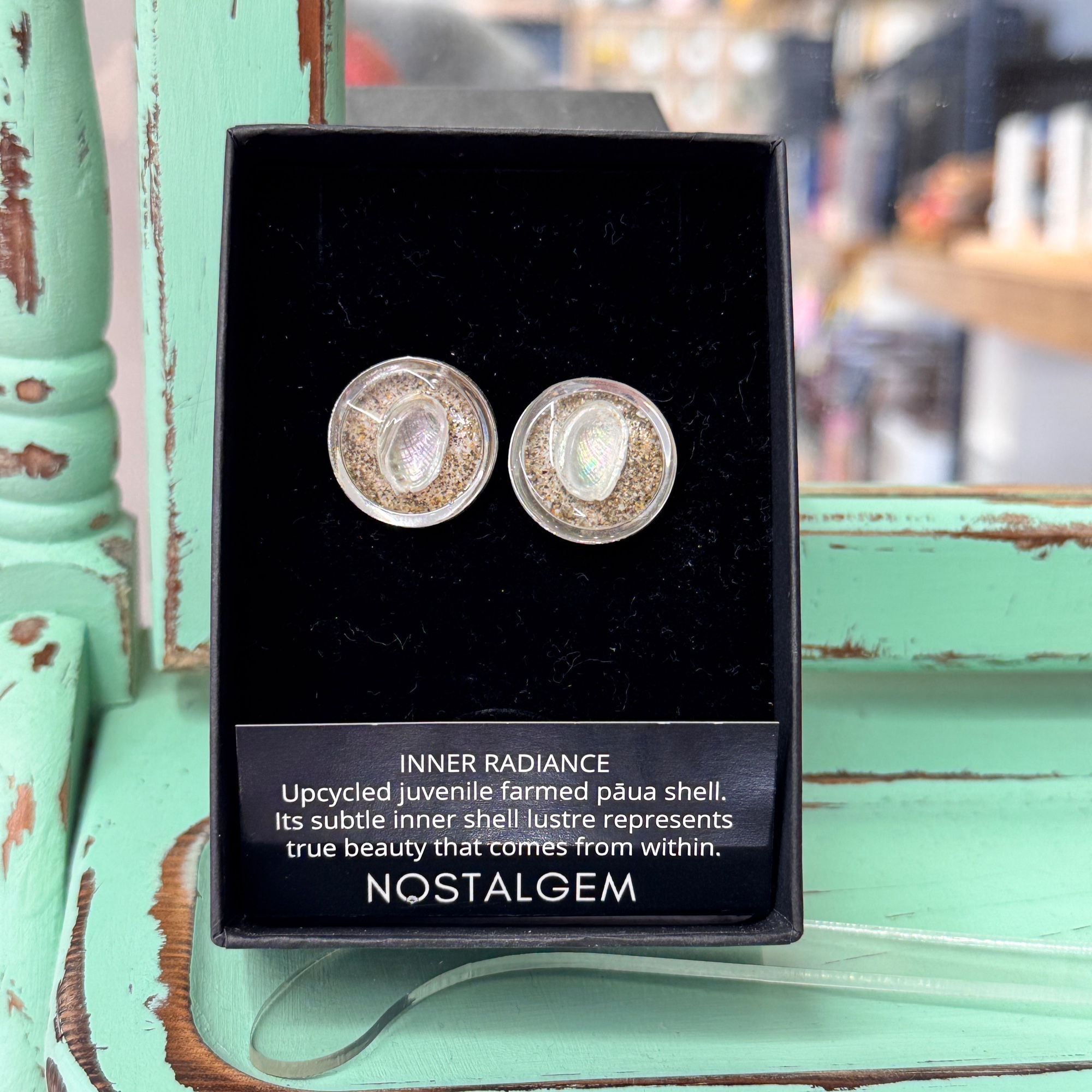 Nostalgem- pāua shell Stud Earrings