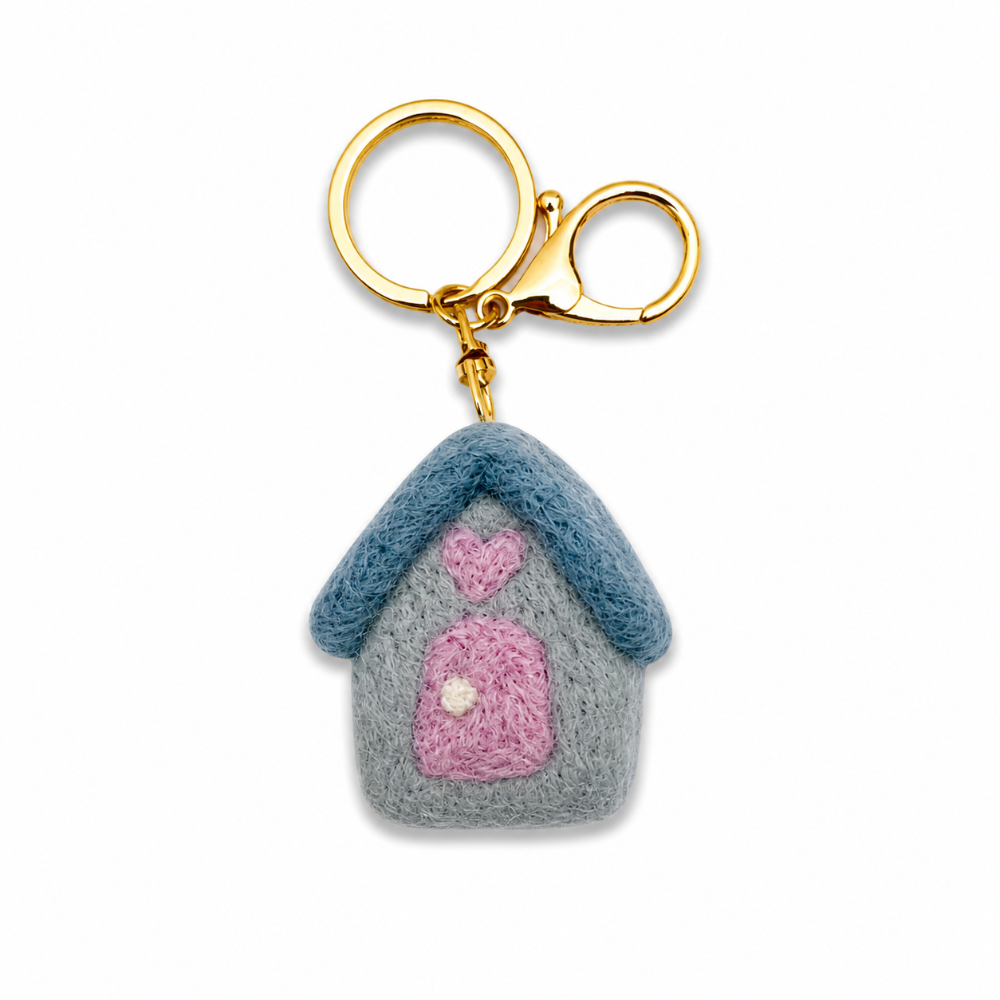 Home Dweller- Felt House Keychain – Blue